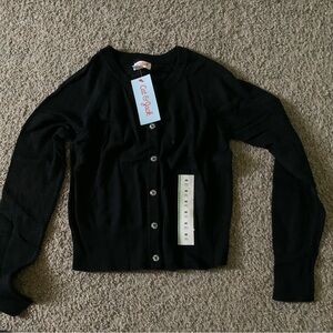 Girls Black Cardigan Sweater
